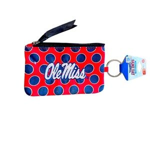 NEW TAGS GAME-DAY Outfittets ole Miss Rebels keychain ID ZIP CASE money holder